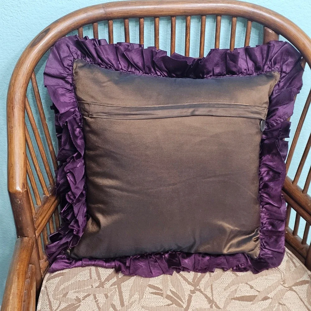 Pier 1 Imports Purple Ruffled Textured Decorative Throw Pillow Square 16x16